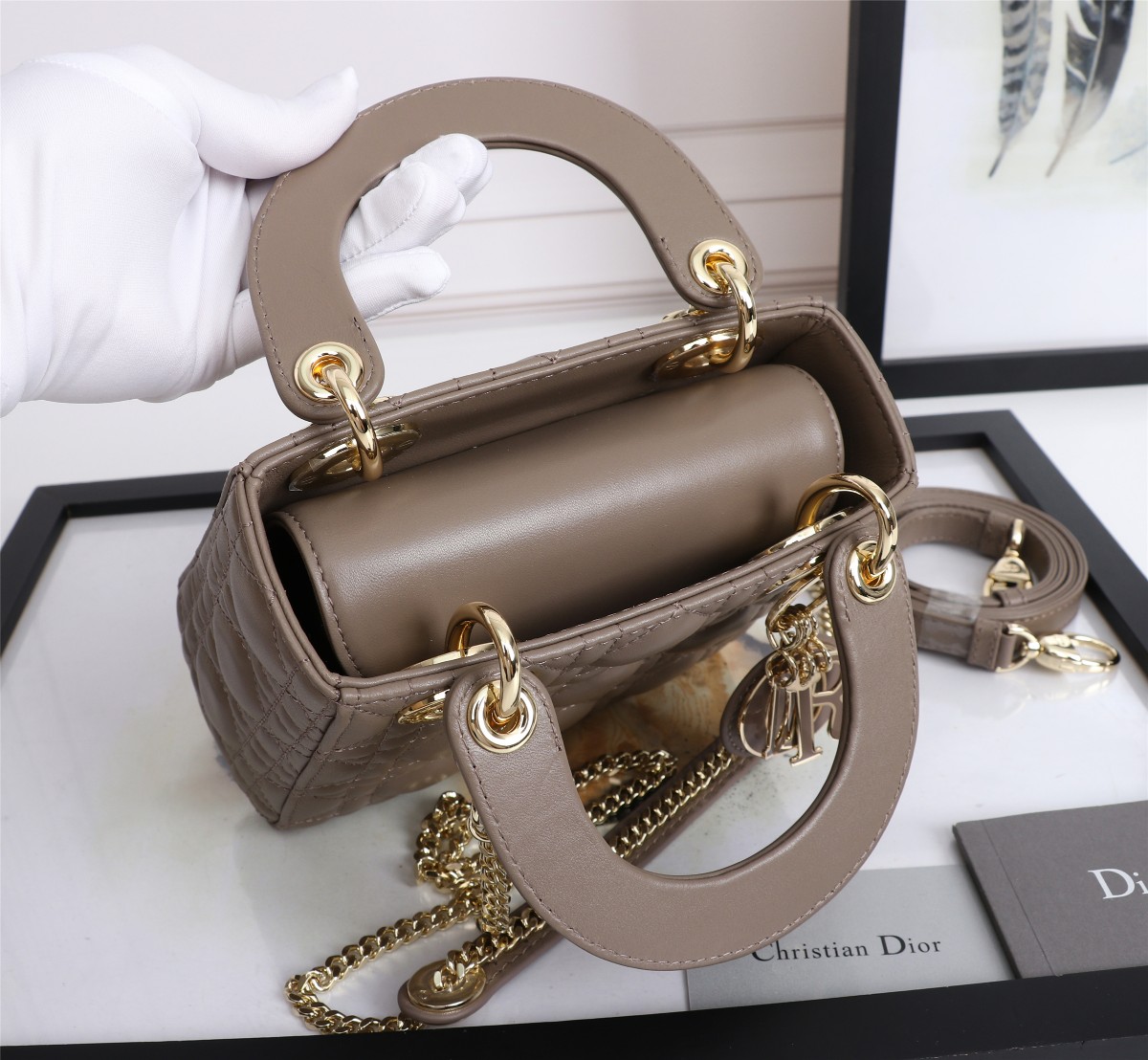 Mini Lady Dior Bag Khaki Cannage Lambskin